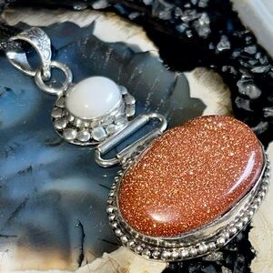 Sandstone & White Onyx Pendant 2”